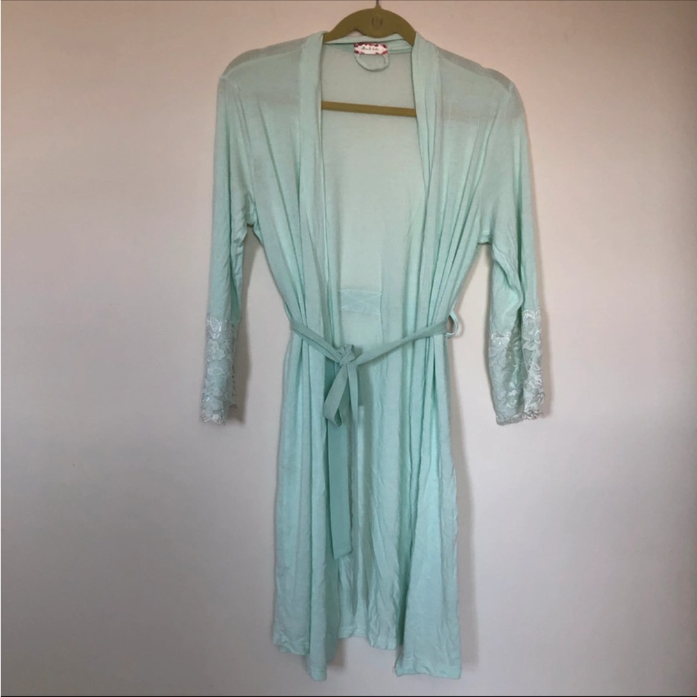 Altar'd State Soft Aqua Lace Sleeve Robe